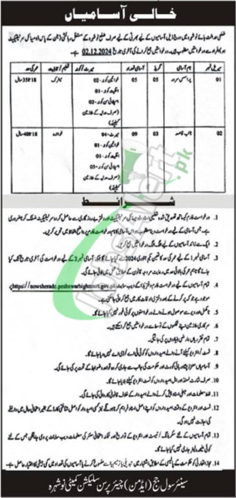 Civil Court Nowshera Jobs 2024